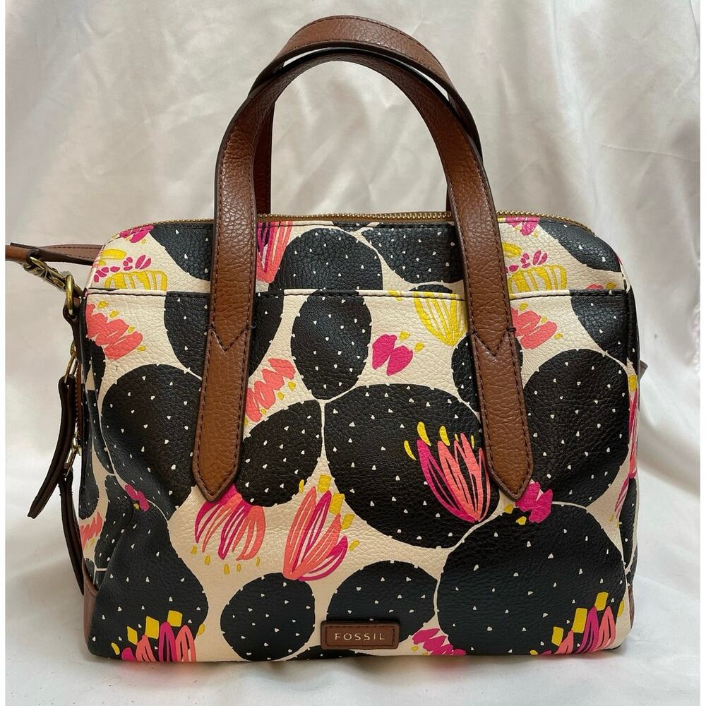 Fossil Sydney Floral Satchel NWOT Top Handle Vegan Leather